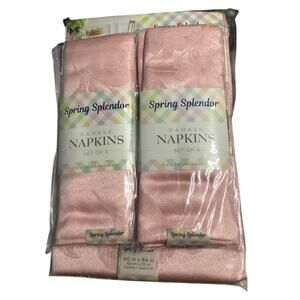 Spring Splendor damask oblong table cloth 60x84 6-8 seats  2 set of 4 napkins